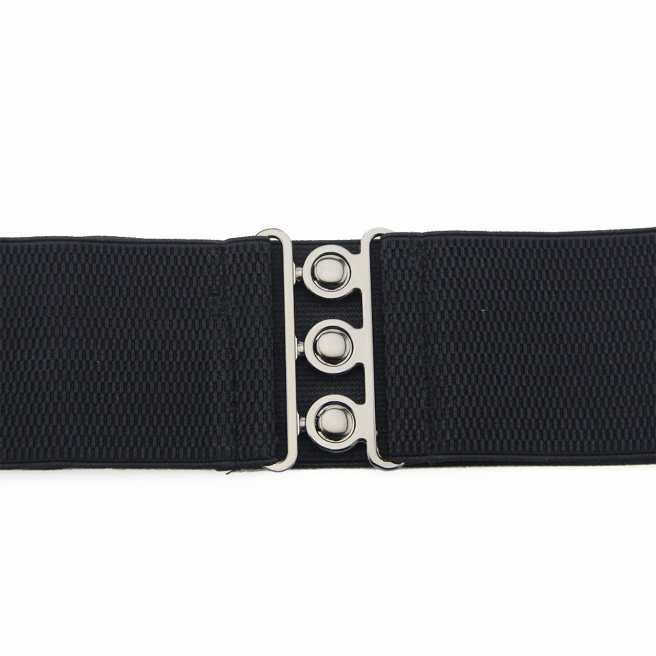 Elasticated Hooks Belt (Silver Buckle) - Black