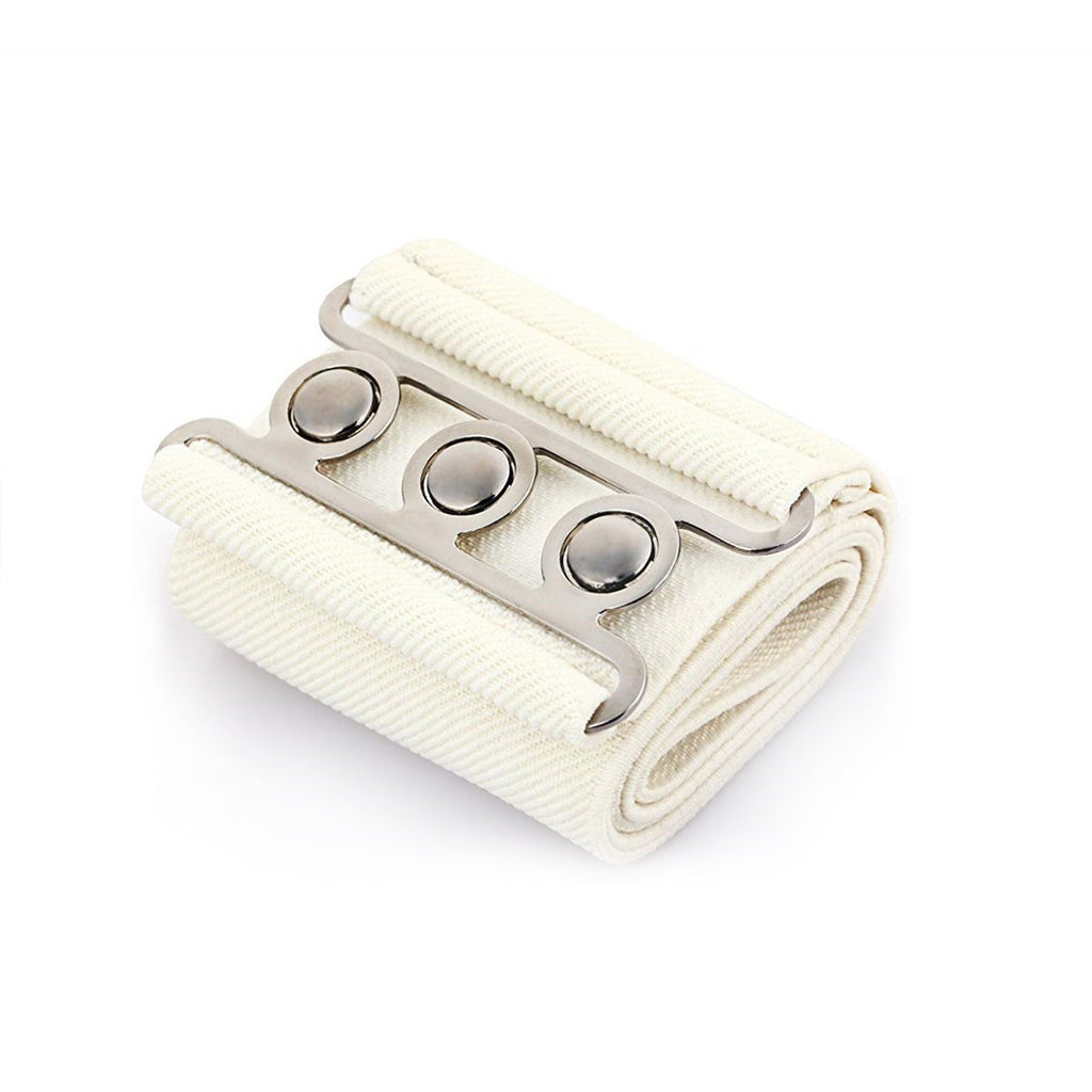 Elasticated Hooks Belt (Silver Buckle) - Ivory