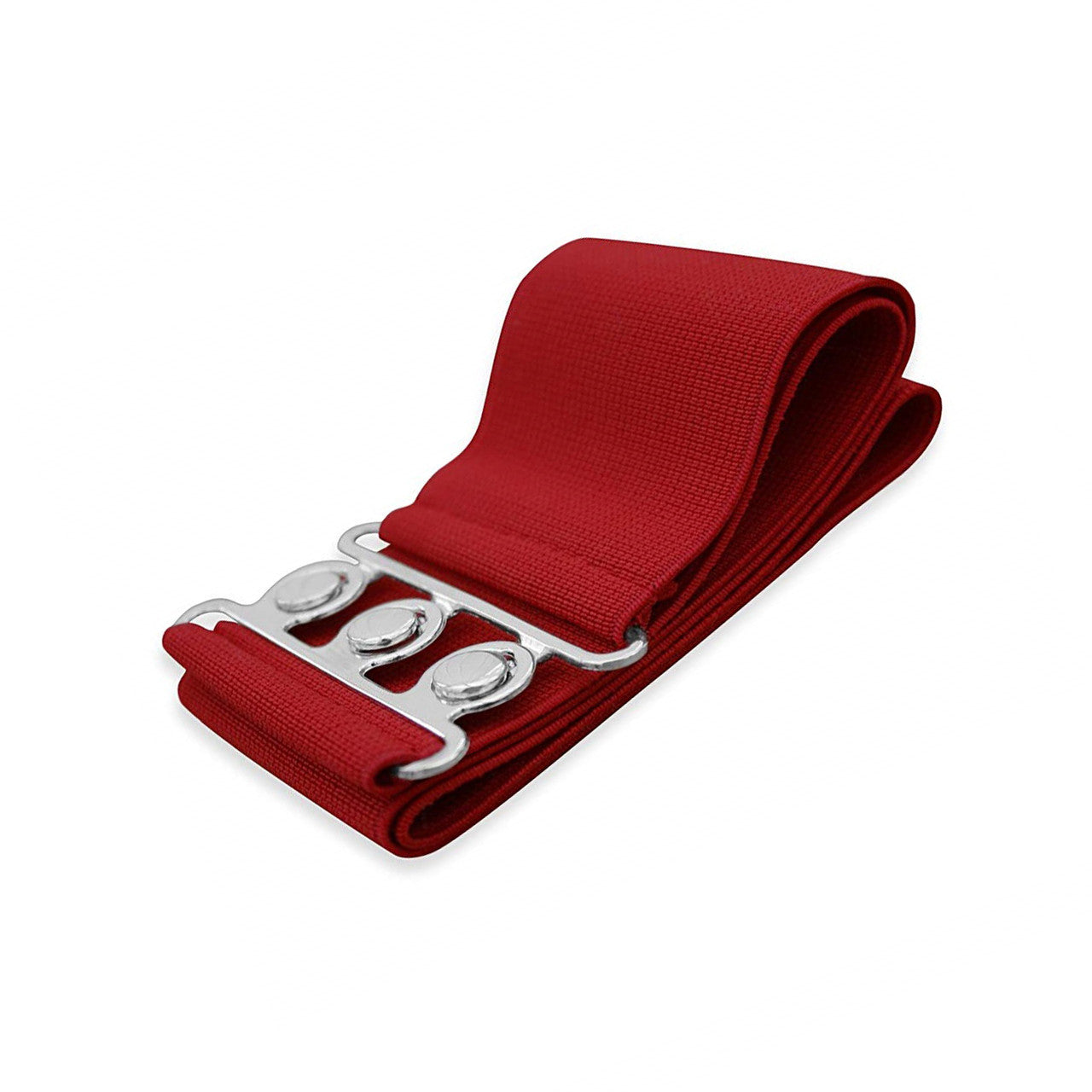 Elasticated Hooks Belt (Silver Buckle) - Red