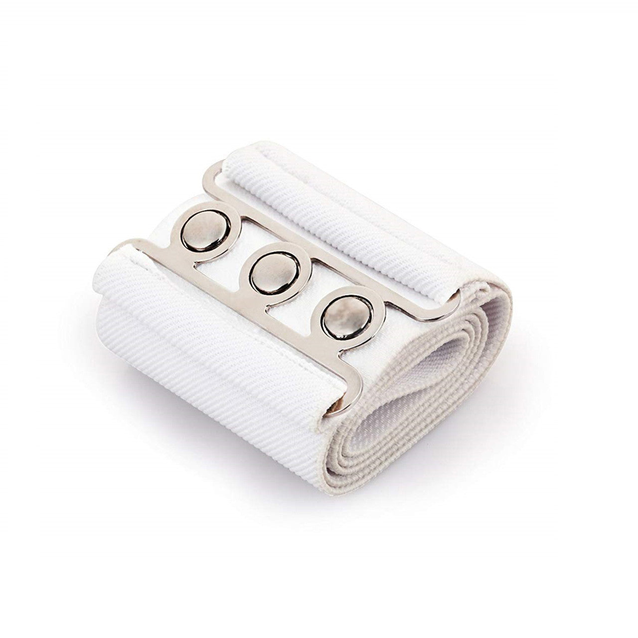 Elasticated Hooks Belt (Silver Buckle) - White