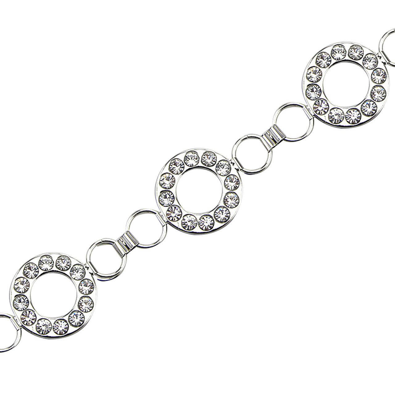 Diamante Rings Waist Chain Belt - Silver
