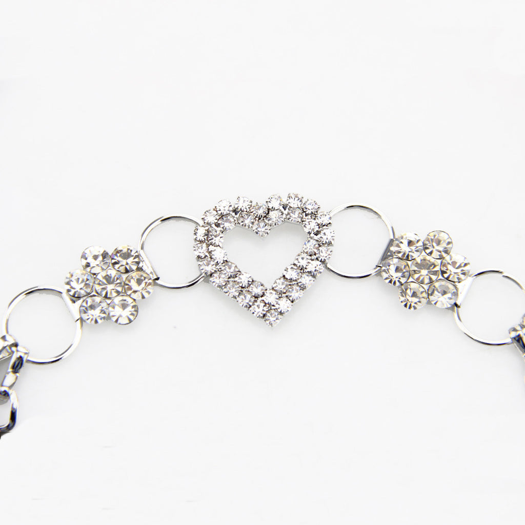 Metal Chain Belt with Heart Buckle and Flowers Design