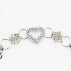 Metal Chain Belt with Heart Buckle and Flowers Design