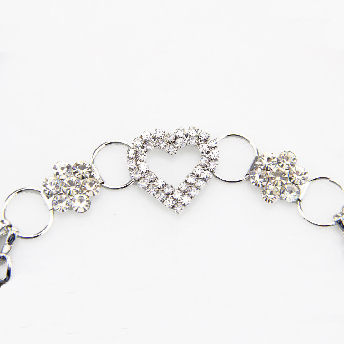 Metal Chain Belt with Heart Buckle and Flowers Design