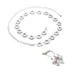 Silver Flower Diamante Waist Chain Belt