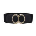 Elasticated Belt with Oval Buckle - Black