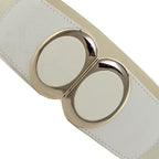 Elasticated Belt with Oval Buckle - White