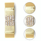 Elasticated Belt with Diamante Studded Buckle - Gold