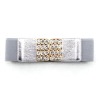 Elasticated Belt with Diamante Studded Buckle - Silver