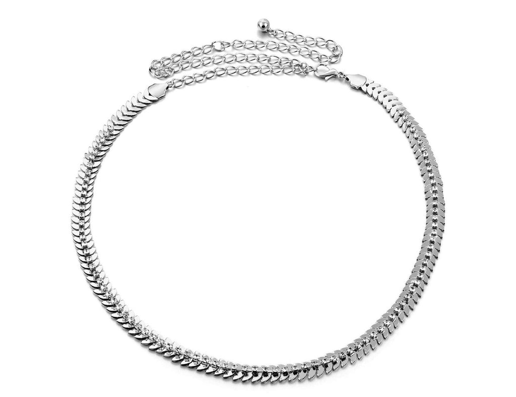 Scaly Waist Belt with Diamante - Silver