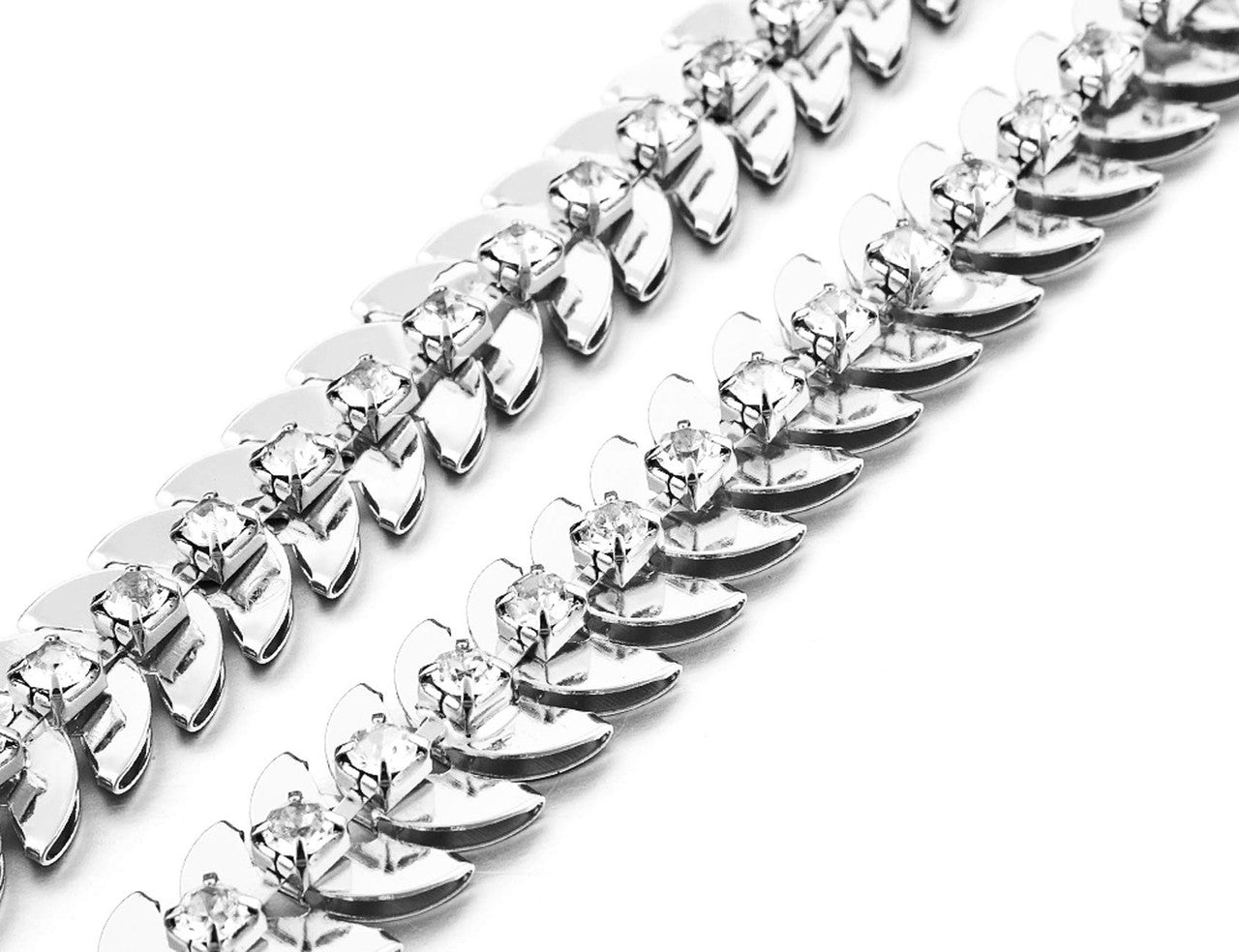 Scaly Waist Belt with Diamante - Silver
