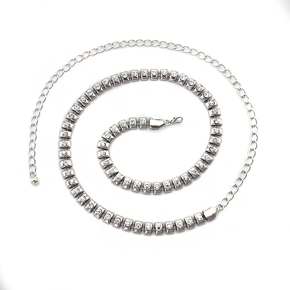 Chain Belt with Diamante - Silver