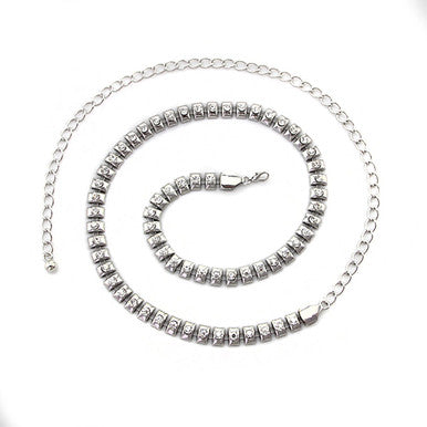 Chain Belt with Diamante - Silver