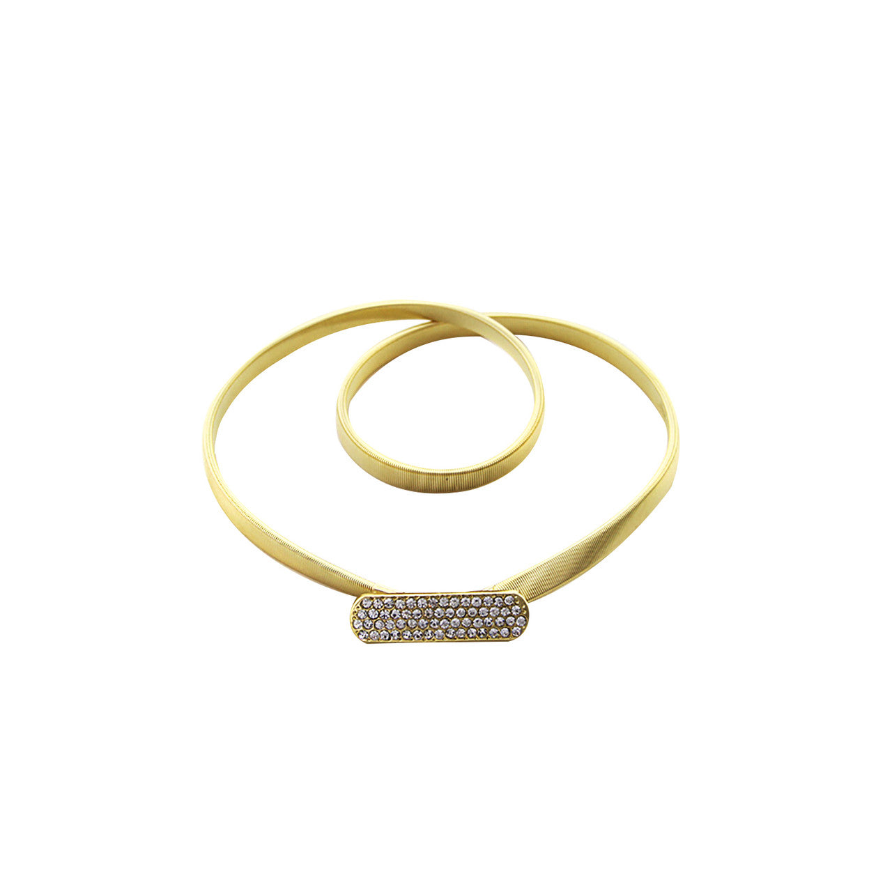 Thin Diamante Stretch Belt - Gold
