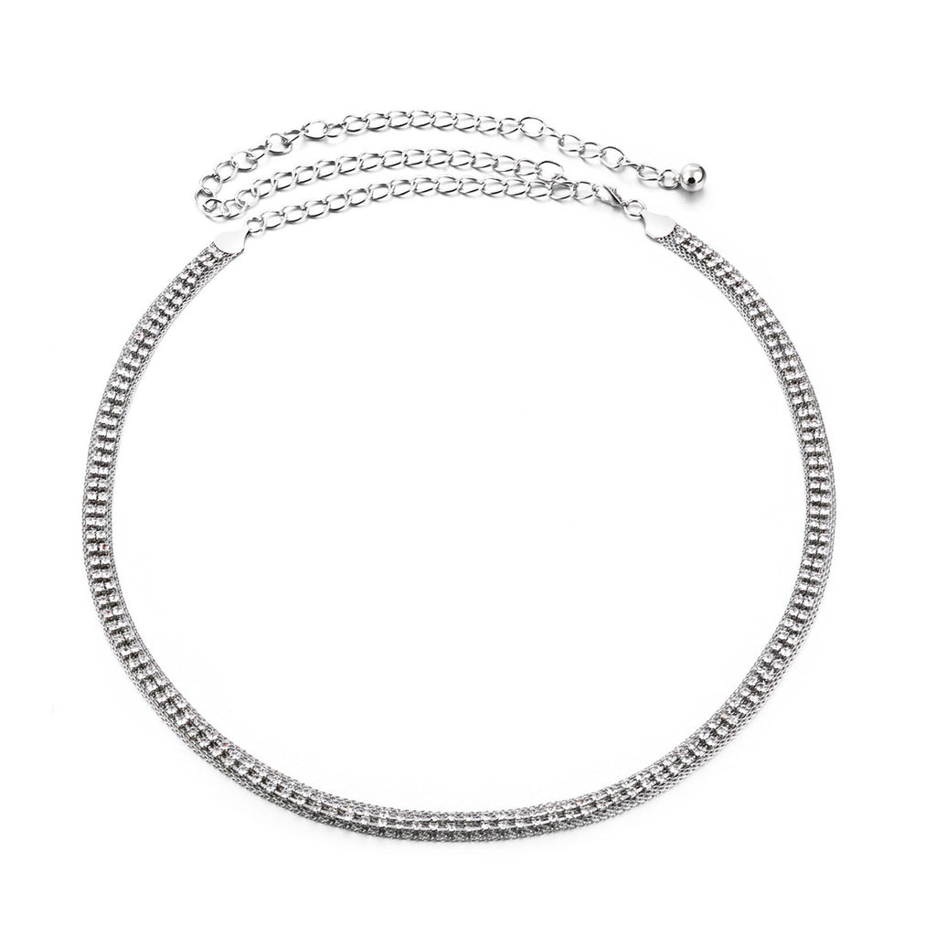 Diamante Mesh Chain Belt in 2 Rows - Silver