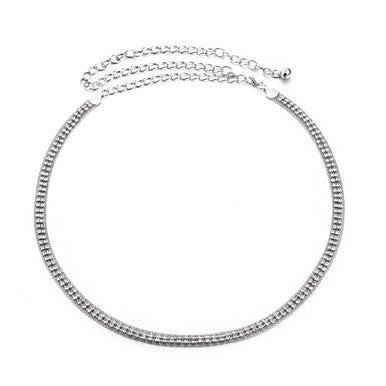 Diamante Mesh Chain Belt in 2 Rows - Silver