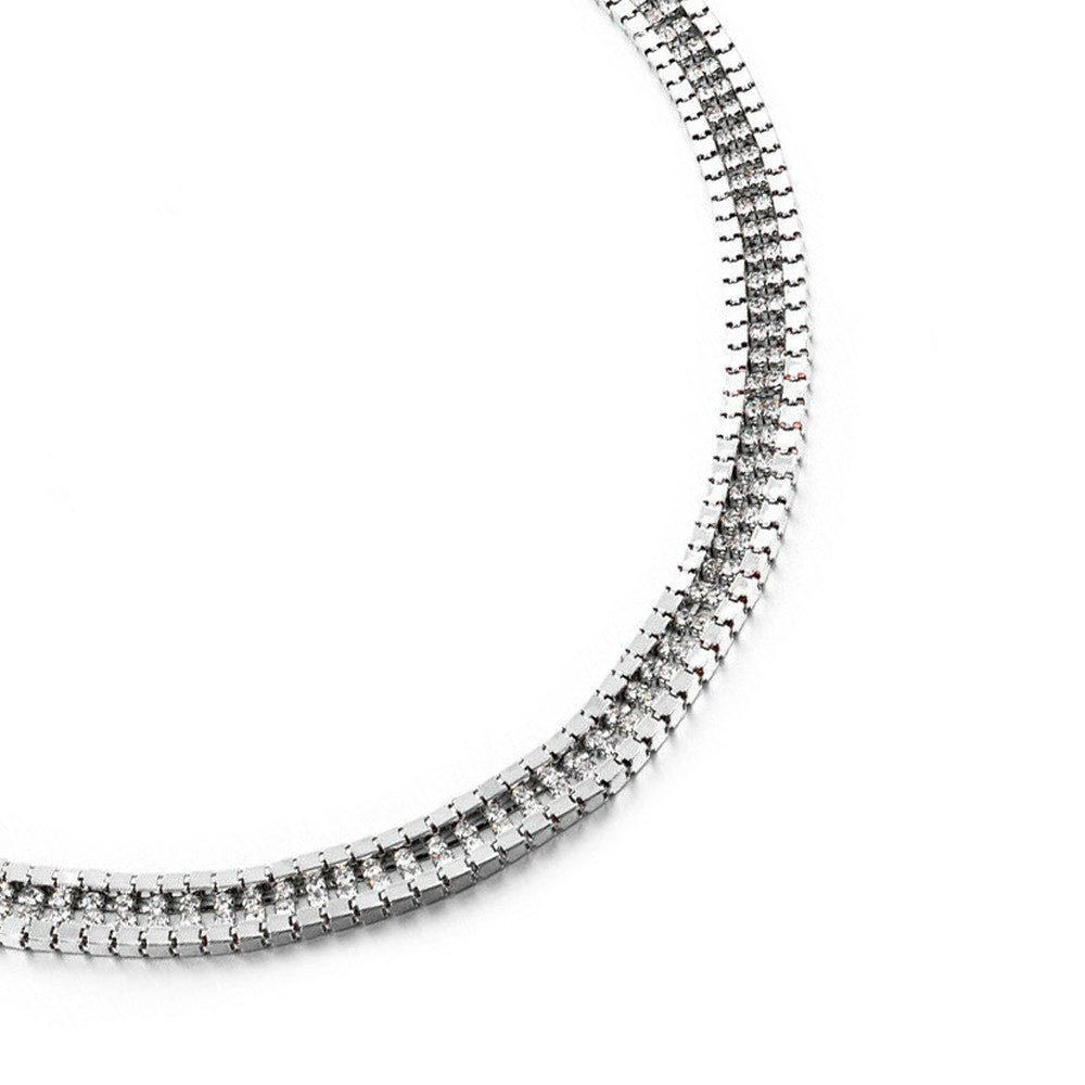 Metal Border Belt with Diamante's - Silver