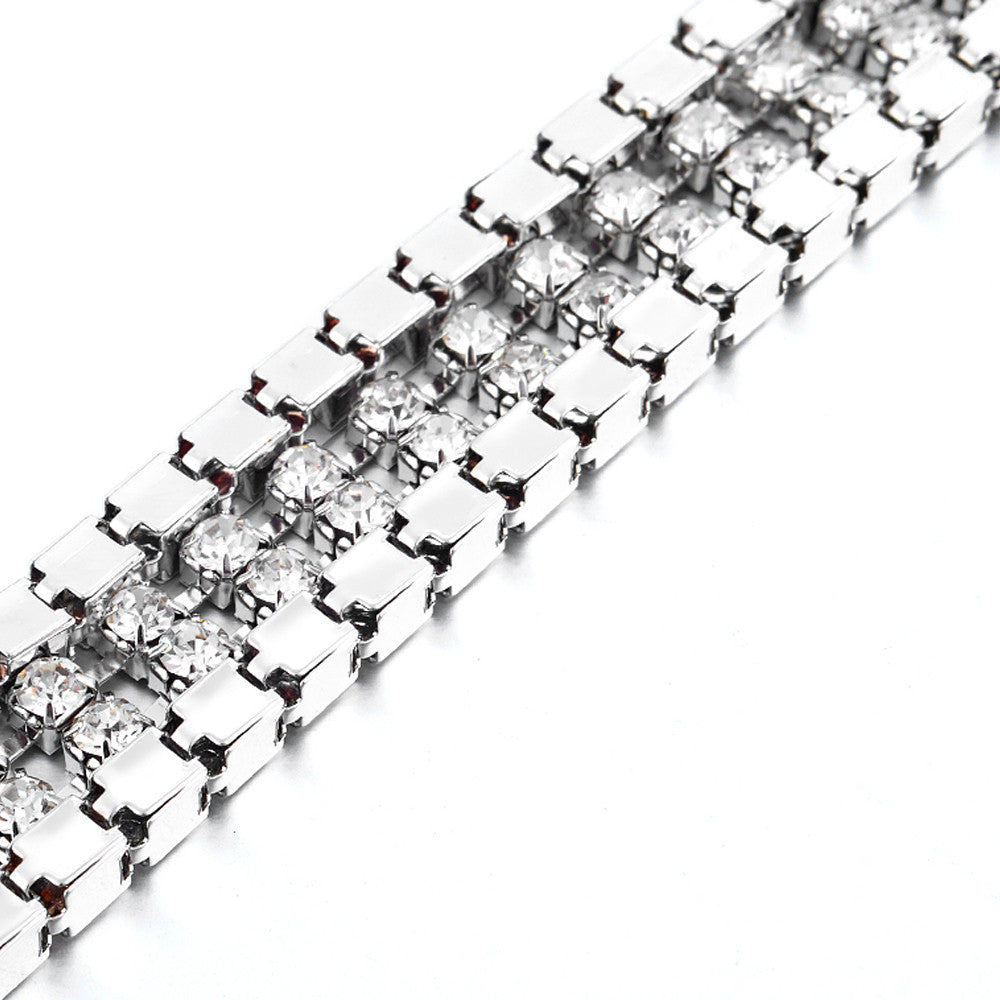Metal Border Belt with Diamante's - Silver