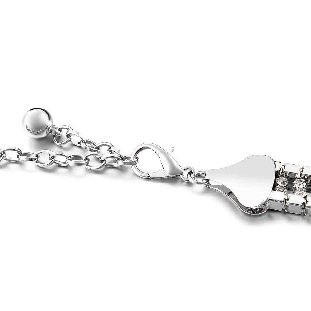 Metal Border Belt with Diamante's - Silver