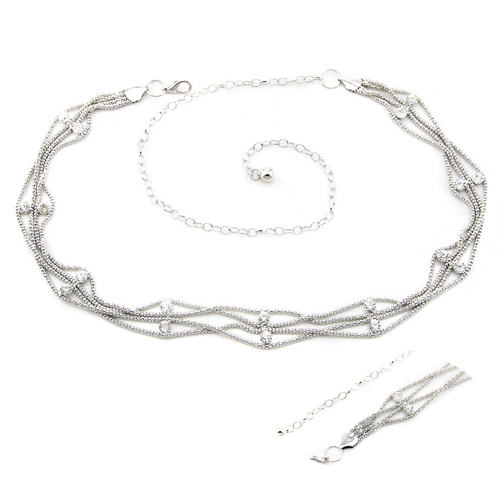 Silver Diamante Chain with Charms