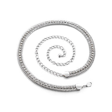 Diamante Chain Belt with Metal Row - Silver