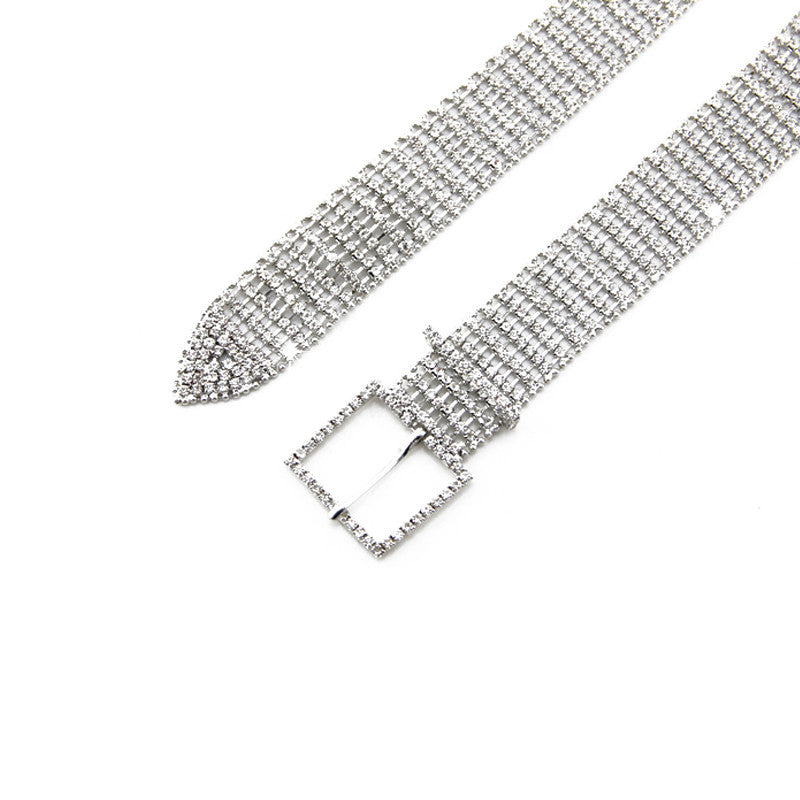 8 Row Diamante Bling Belt - Silver