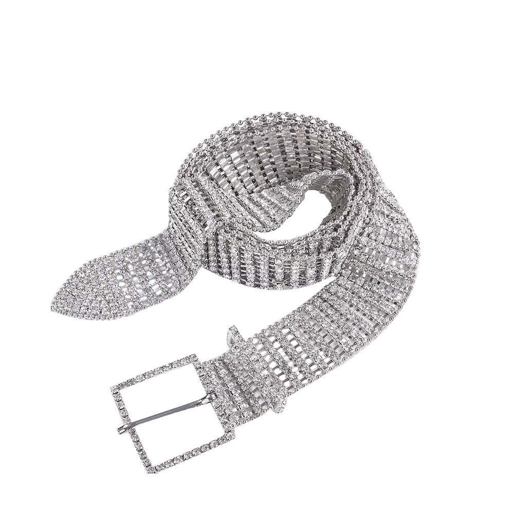 8 Row Diamante Bling Belt - Silver