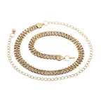 Pyramid Border Belt with Diamante - Gold