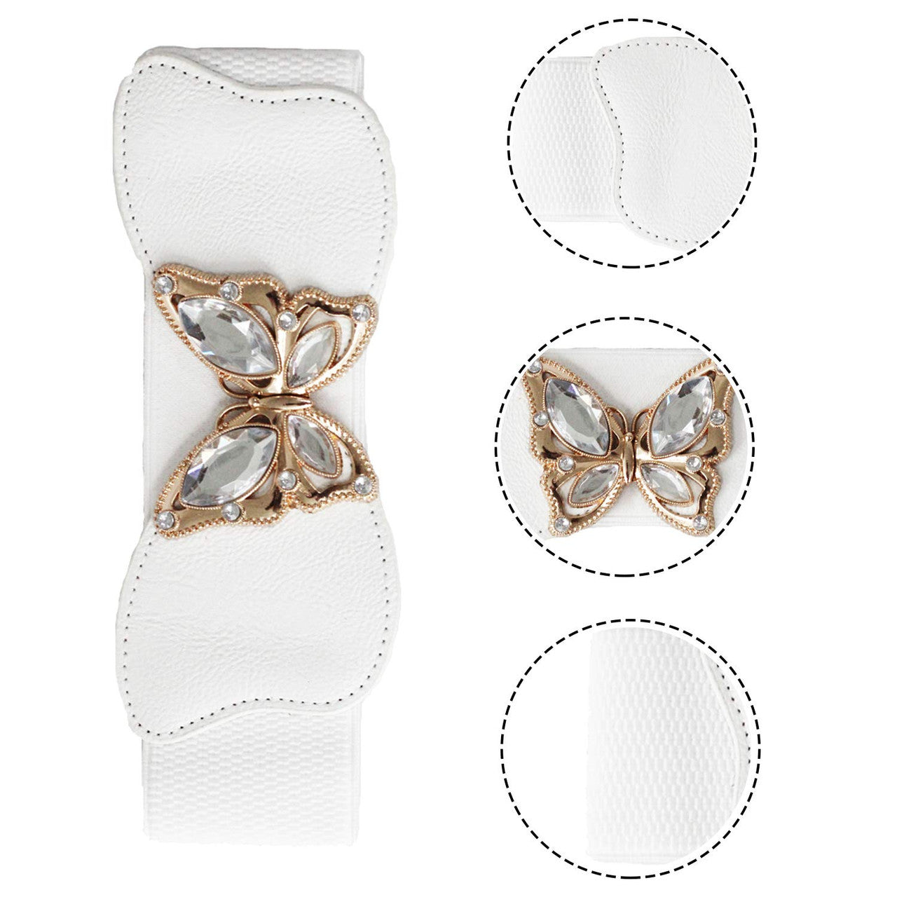 Butterfly Buckle Belt - White