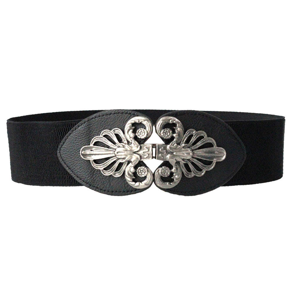 Elasticated Braided Buckle and Leaves Belt