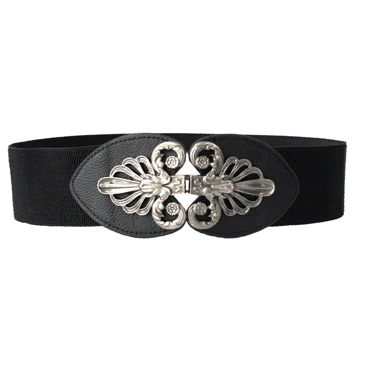 Elasticated Braided Buckle and Leaves Belt