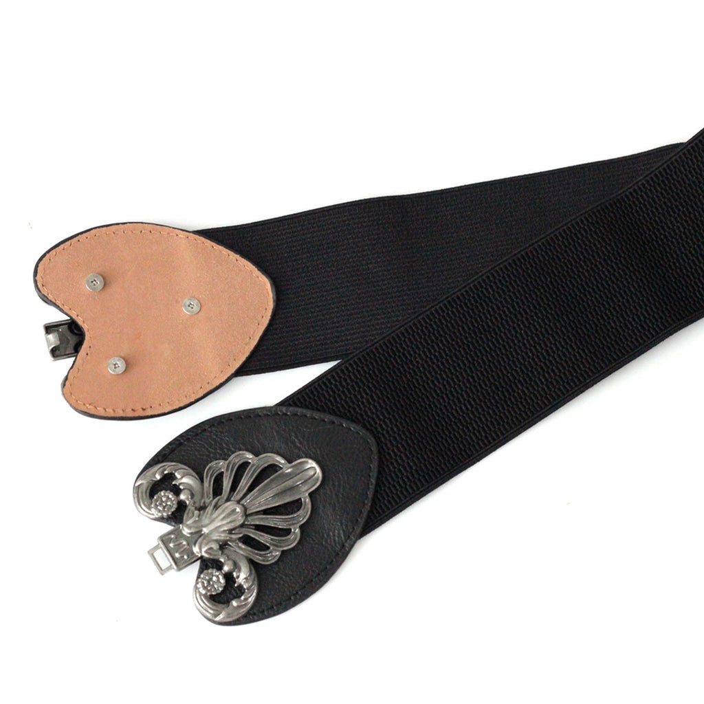 Elasticated Braided Buckle and Leaves Belt