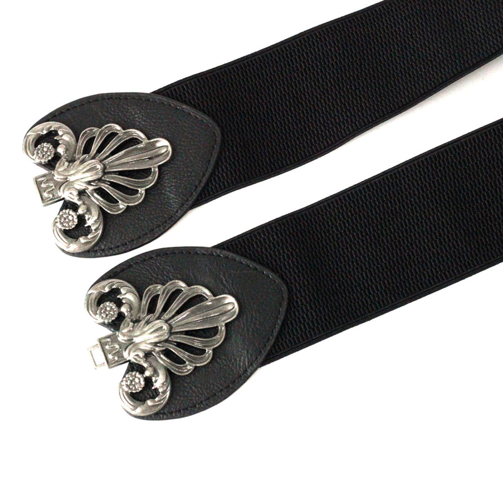 Elasticated Braided Buckle and Leaves Belt