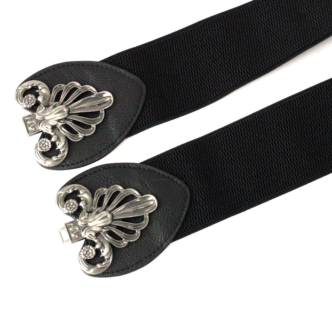 Elasticated Braided Buckle and Leaves Belt
