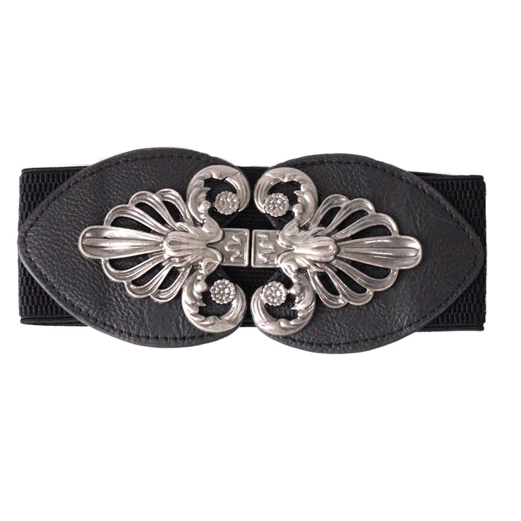 Elasticated Braided Buckle and Leaves Belt