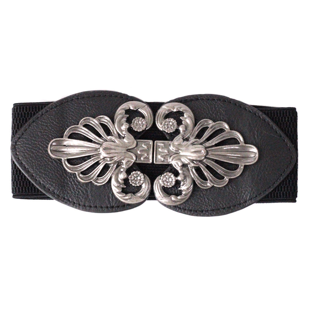 Elasticated Braided Buckle and Leaves Belt