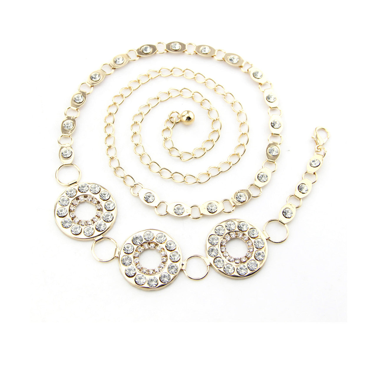 Metal Eyelet Ring Belt - Gold