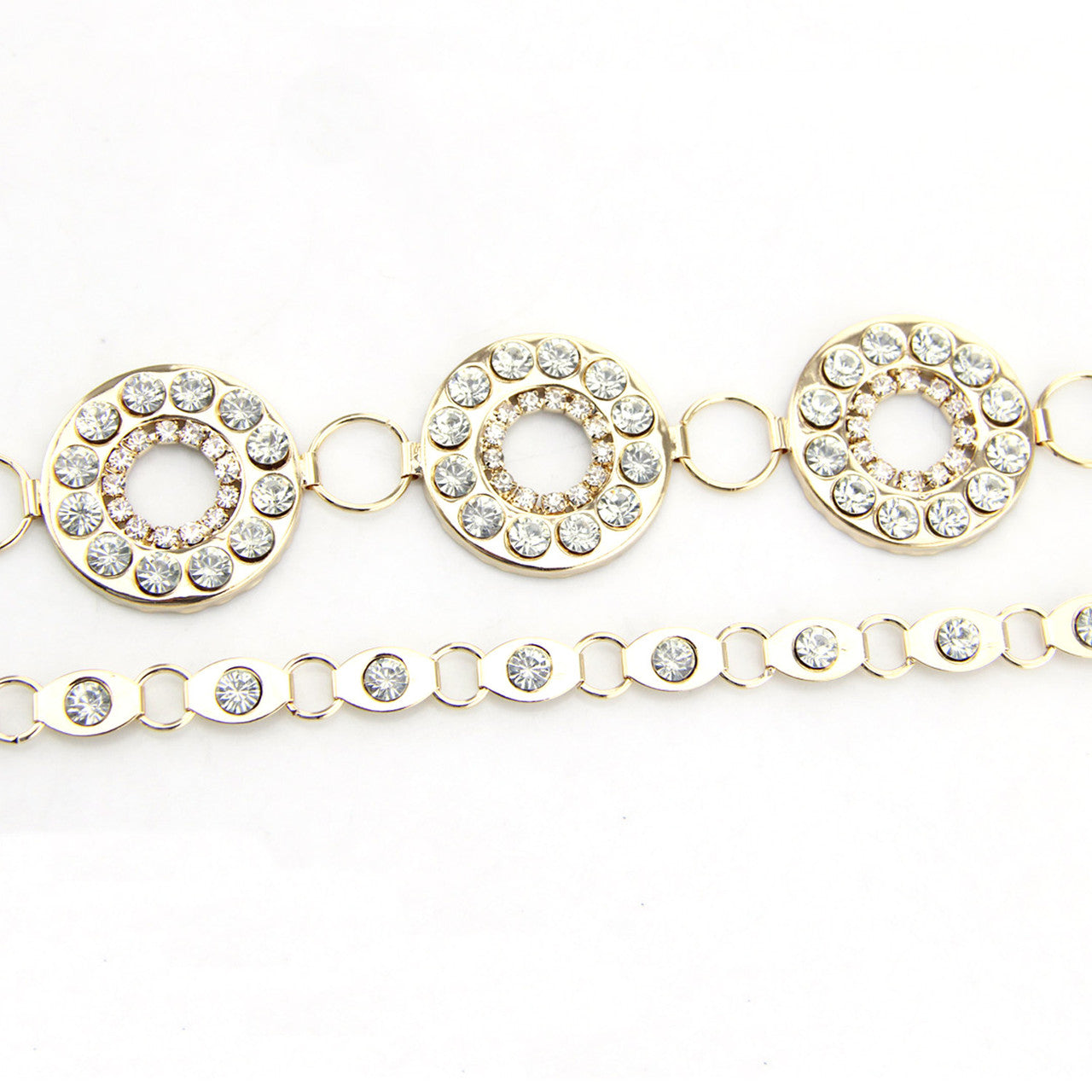 Metal Eyelet Ring Belt - Gold