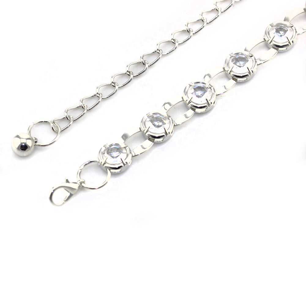 Diamante Beads in Loop Belt - Silver