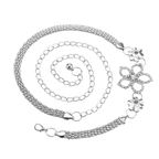 Silver Diamante Belt with Centre Flower