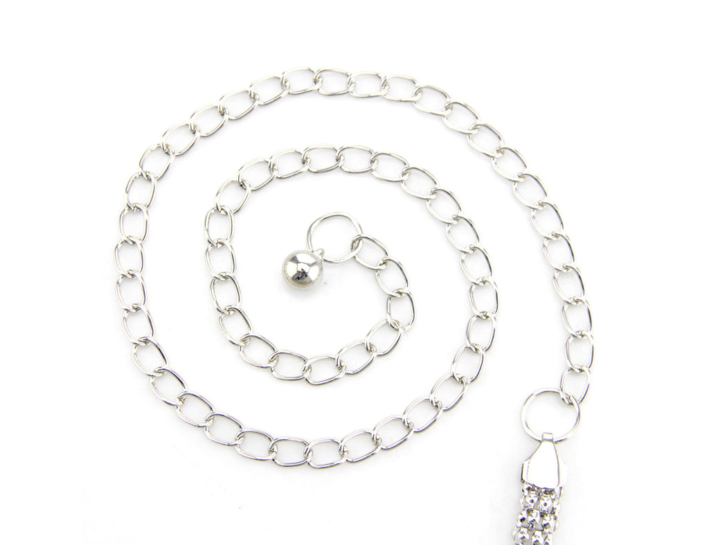 Silver Diamante Belt with Centre Flower