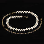 Gold Chain Belt with Alternate Pearls