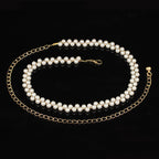 Gold Chain Belt with Alternate Pearls