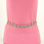 Oval Diamante Belt with Green Rhinestones