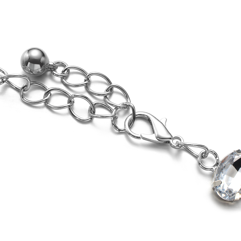 Diamante Waist Belt with Oval Crystals - Silver