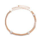 Diamante Mesh Belt with Flower Charms - Gold