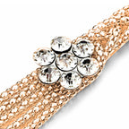 Diamante Mesh Belt with Flower Charms - Gold