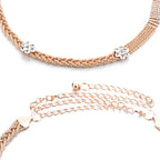 Diamante Mesh Belt with Flower Charms - Gold