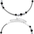 Diamante Waist Belt with Flower Charms - Black