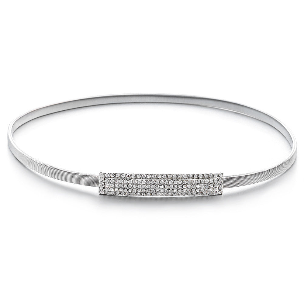 Silver Belt with Diamante Encrusted Buckle